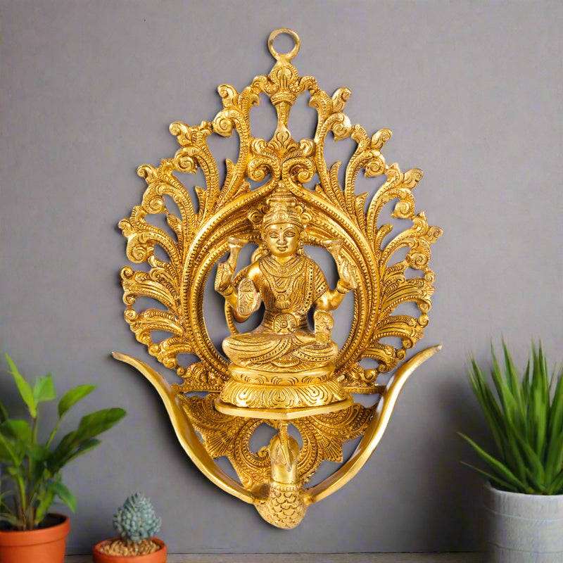 Auspicious Abundance: Handcrafted Brass Lakshmi Wall Hanging