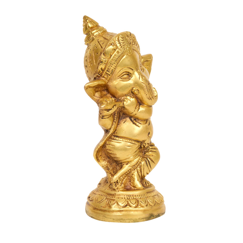 Joyful Wisdom: Handcrafted Brass Bal Ganesha Idol