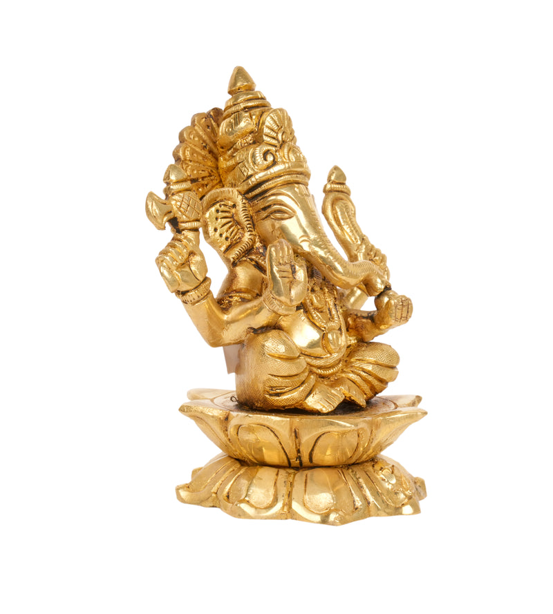 Path of Purity: Handcrafted Bronze Ganesha on Lotus