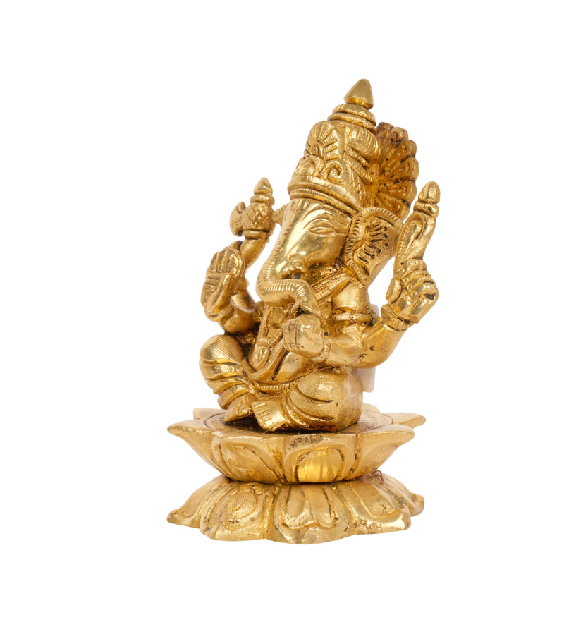 Path of Purity: Handcrafted Bronze Ganesha on Lotus