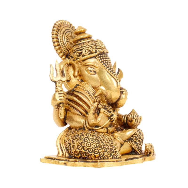 Divine Might: Handcrafted Brass Ganesha Idol with Trishul