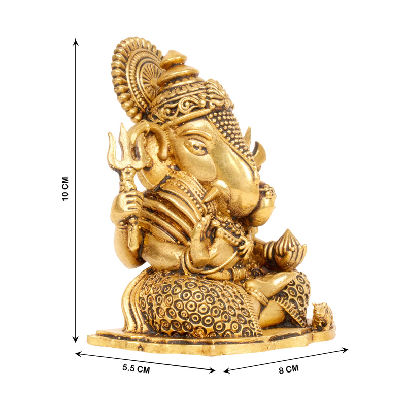 Divine Might: Handcrafted Brass Ganesha Idol with Trishul
