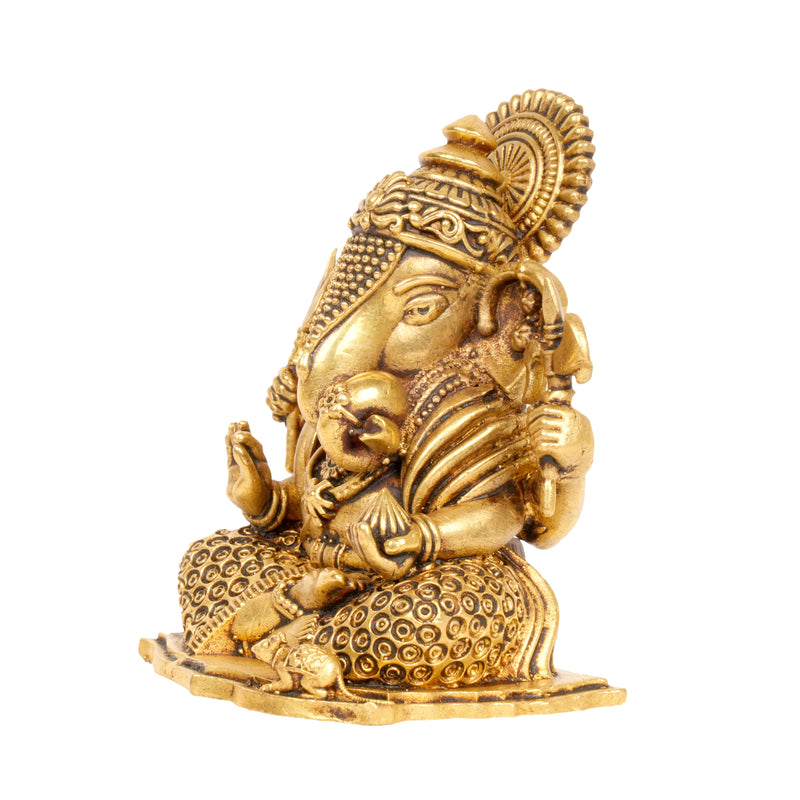 Divine Might: Handcrafted Brass Ganesha Idol with Trishul