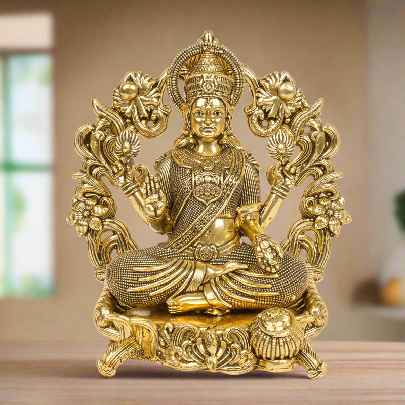 Goddess of Fortune: Handcrafted Brass Lakshmi Idol