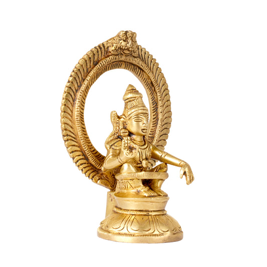 Handcrafted Brass Lord Ayyappa Idol with Prabhavali Arch