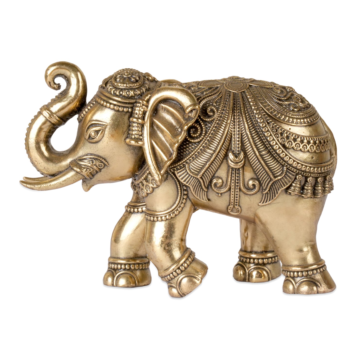 Handcrafted Brass Elephant Statue | Lucky Raised Trunk Decor