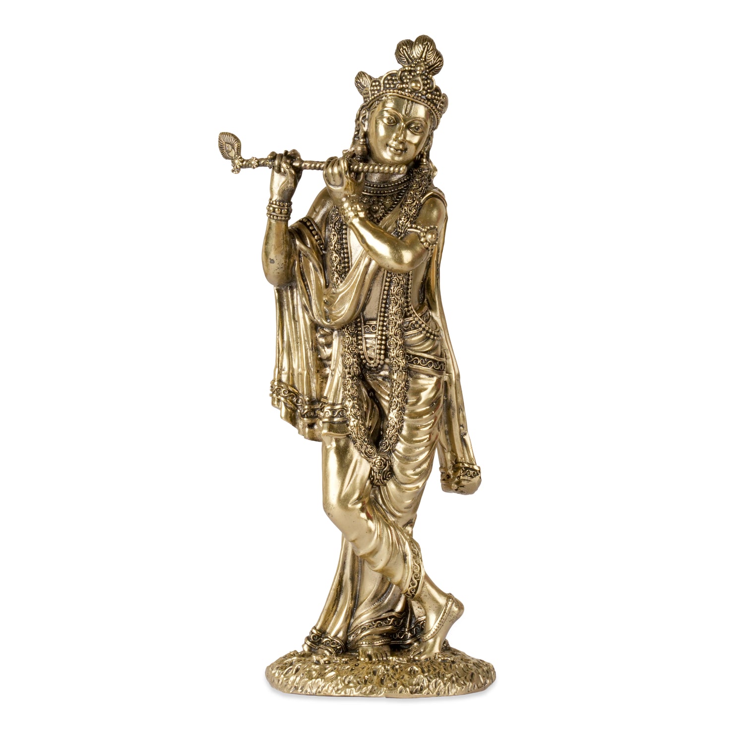 Handcrafted Brass Lord Krishna Playing Flute Idol