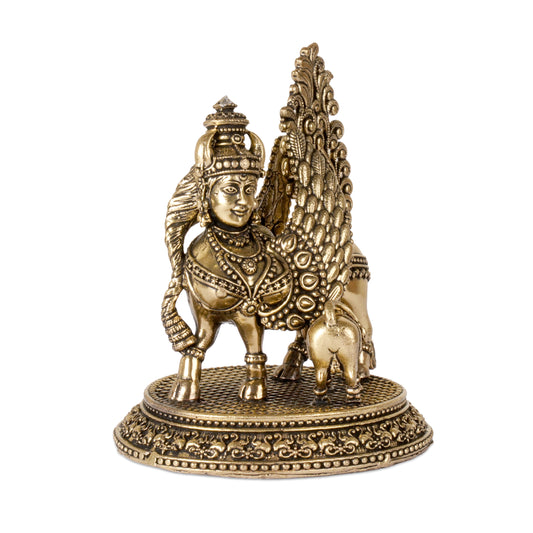 Handcrafted Brass Kamdhenu Cow and Calf Idol | Sacred Wish-Fulfilling Cow