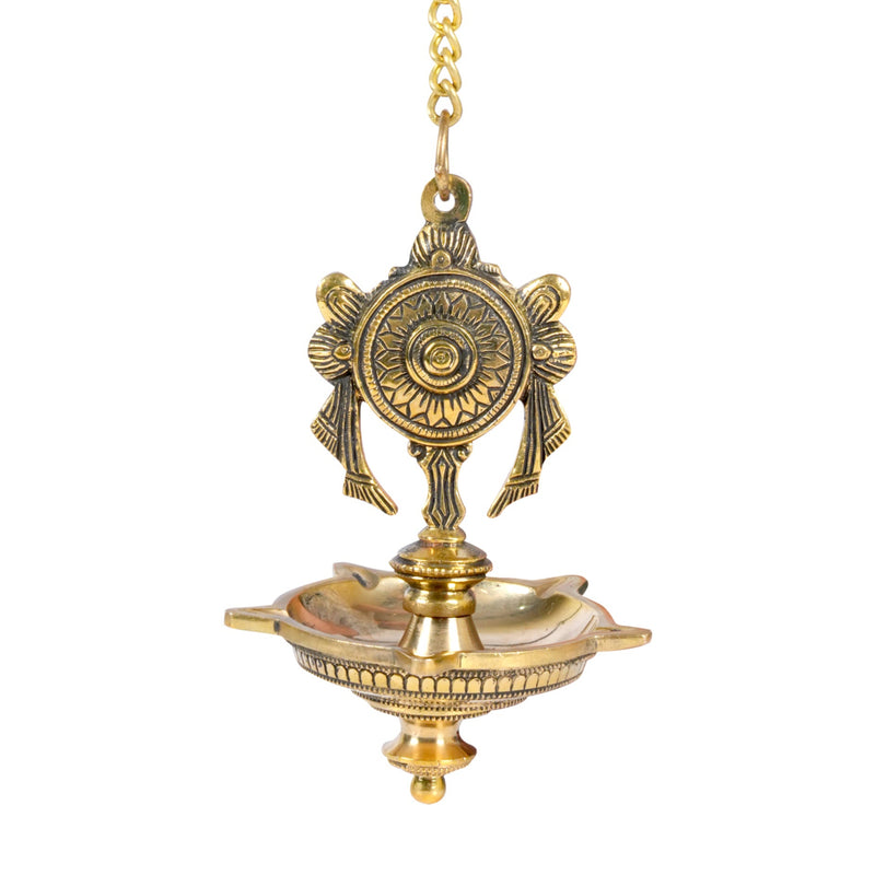 Divine Glow: Handcrafted Brass Hanging Deepam (Oil Lamp)