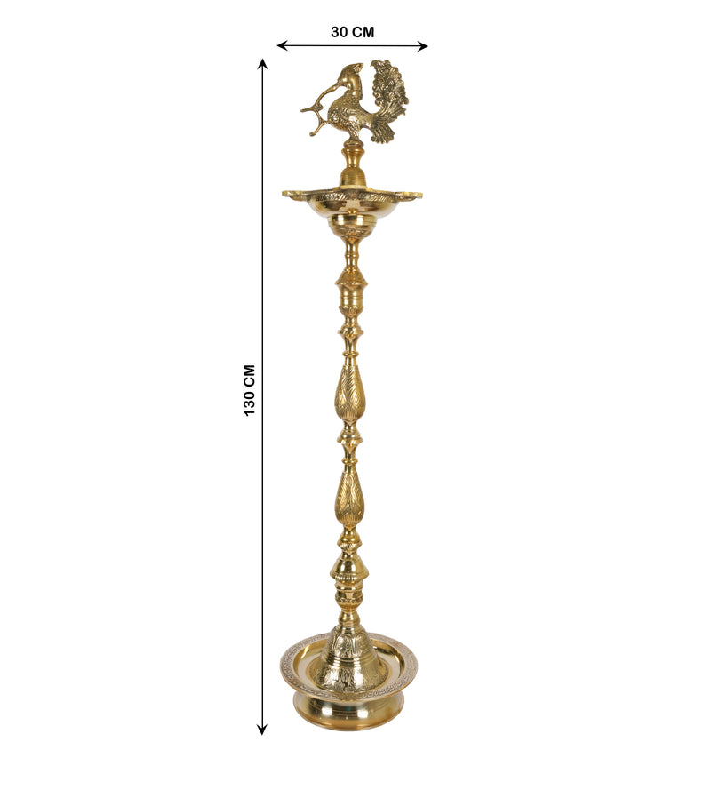 Mayur Deepak: Handcrafted Brass Peacock Standing Oil Lamp