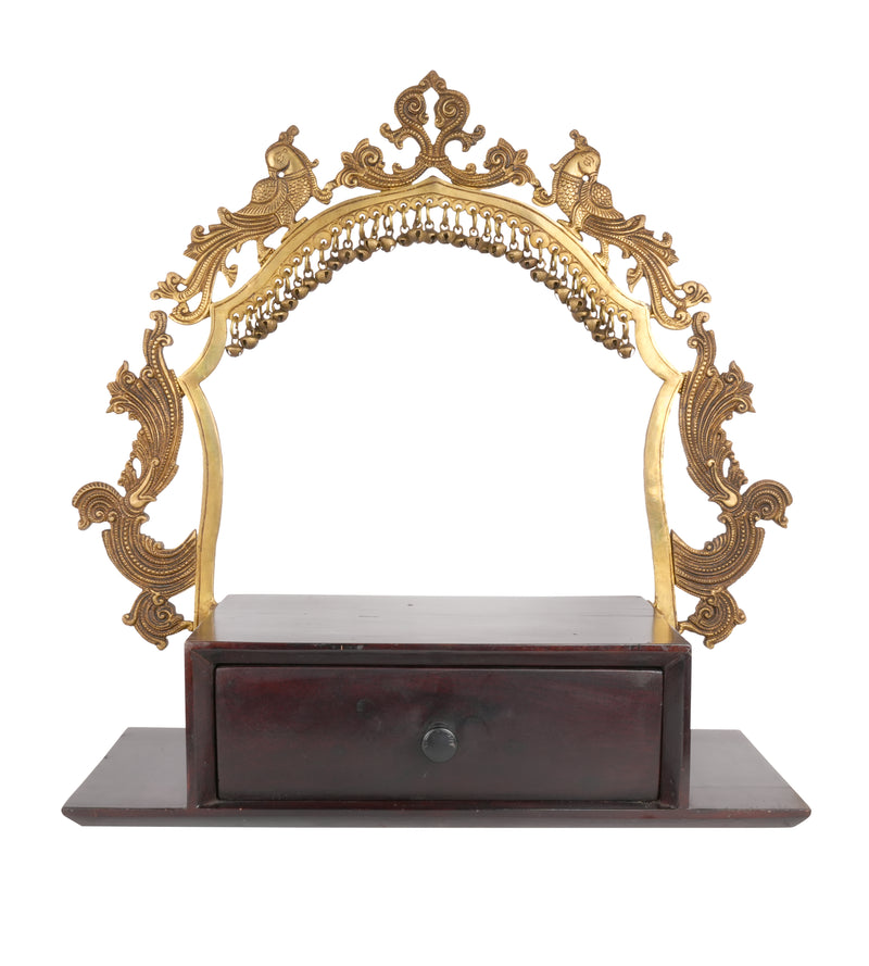 Handcrafted Brass and Wooden Decorative Stand – Traditional Indian Craft