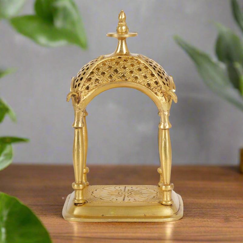 Brass Miniature Canopy Shrine – Handcrafted Heritage Accent