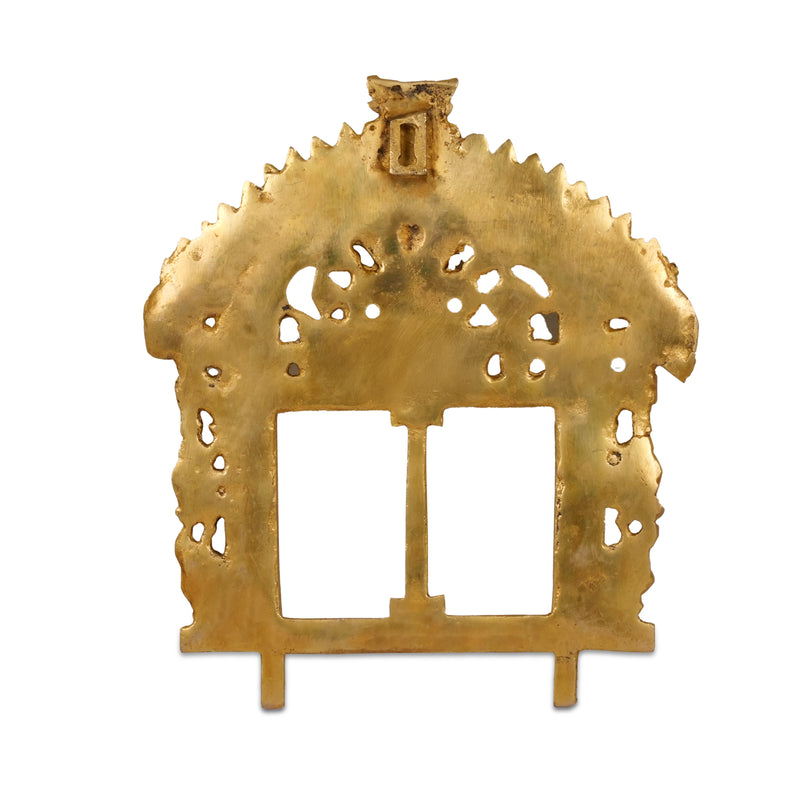 Handcrafted Indian Brass Prabhavali Wall Hanging | Double Frame Temple Arch with Naga Motifs