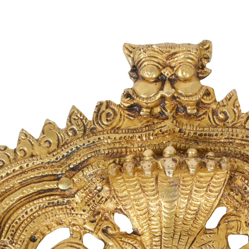 Handcrafted Indian Brass Prabhavali Wall Hanging | Double Frame Temple Arch with Naga Motifs