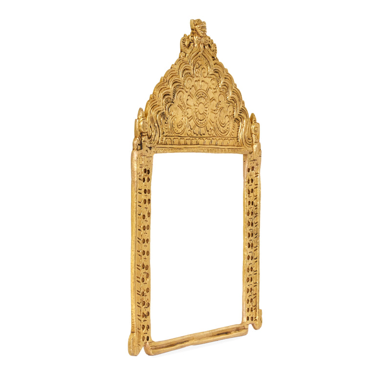 Handcrafted Floral Prabhavali Frame – Temple Elegance in Brass