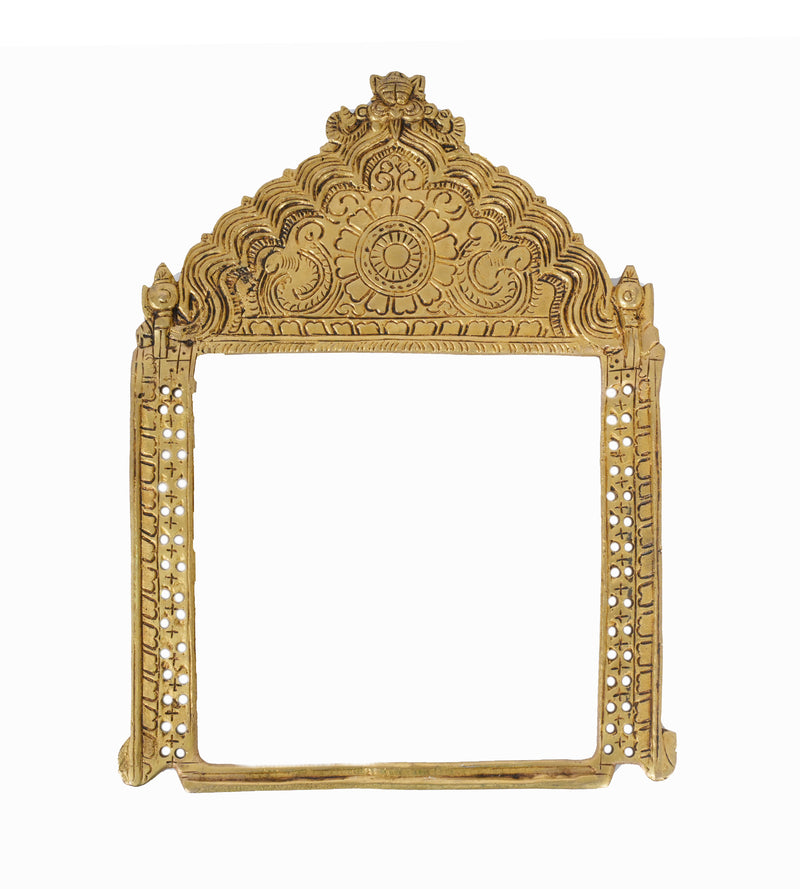 Handcrafted Floral Prabhavali Frame – Temple Elegance in Brass