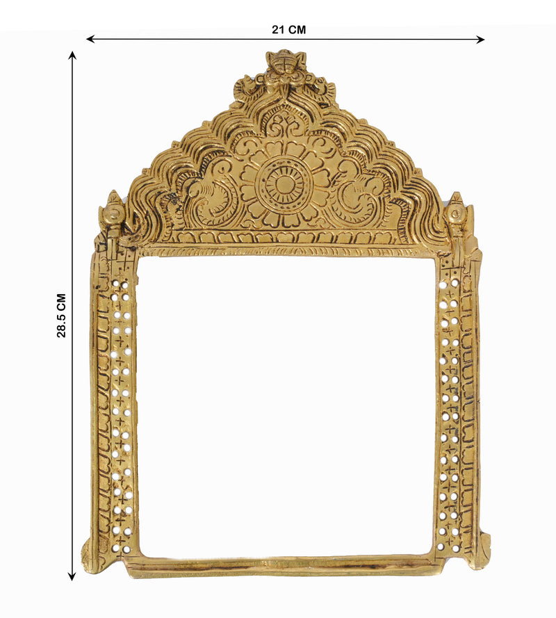 Handcrafted Floral Prabhavali Frame – Temple Elegance in Brass