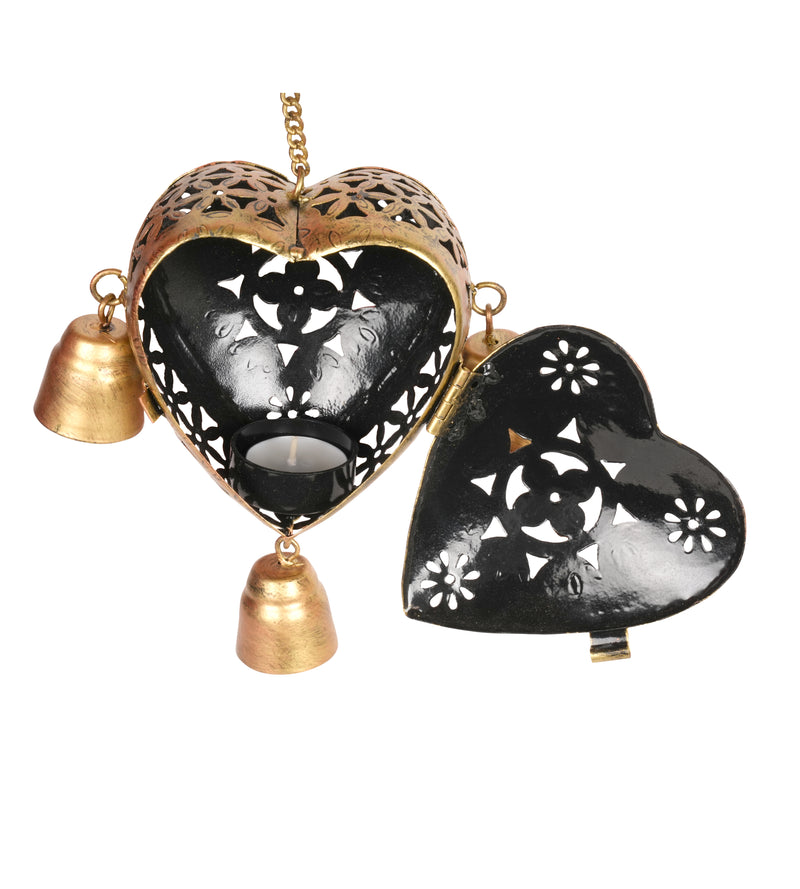 Handcrafted Indian Metal Tealight Holder with Bells