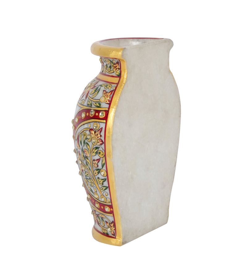 Hand-Painted Marble Decorative Vase | Ornate Indian Heritage Accent