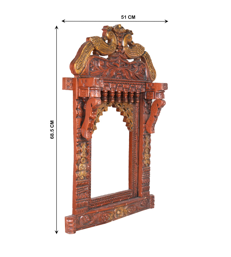 Handcrafted Rajasthani Wooden Decorative Photo Frame (Jharoka) – Beautiful Intricate Carved Design for Home Décor