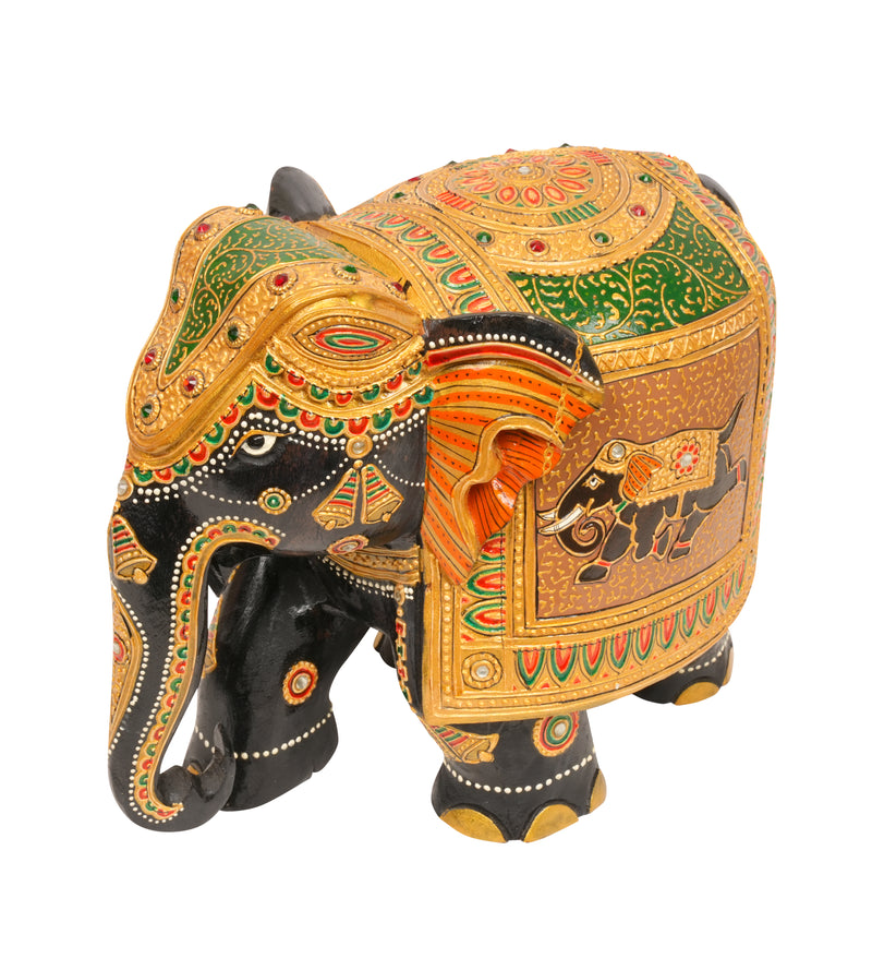 Handcrafted Painted Elephant Figurine – Traditional Indian Art and Craft