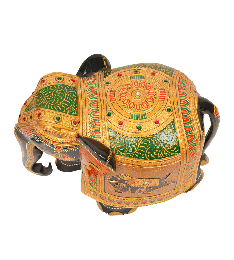 Handcrafted Painted Elephant Figurine – Traditional Indian Art and Craft