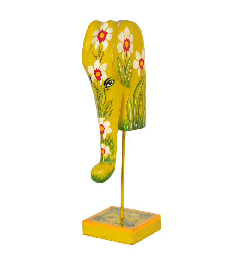 Hand-Painted Wooden Elephant Sculptures