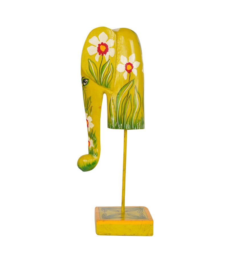 Hand-Painted Wooden Elephant Sculptures