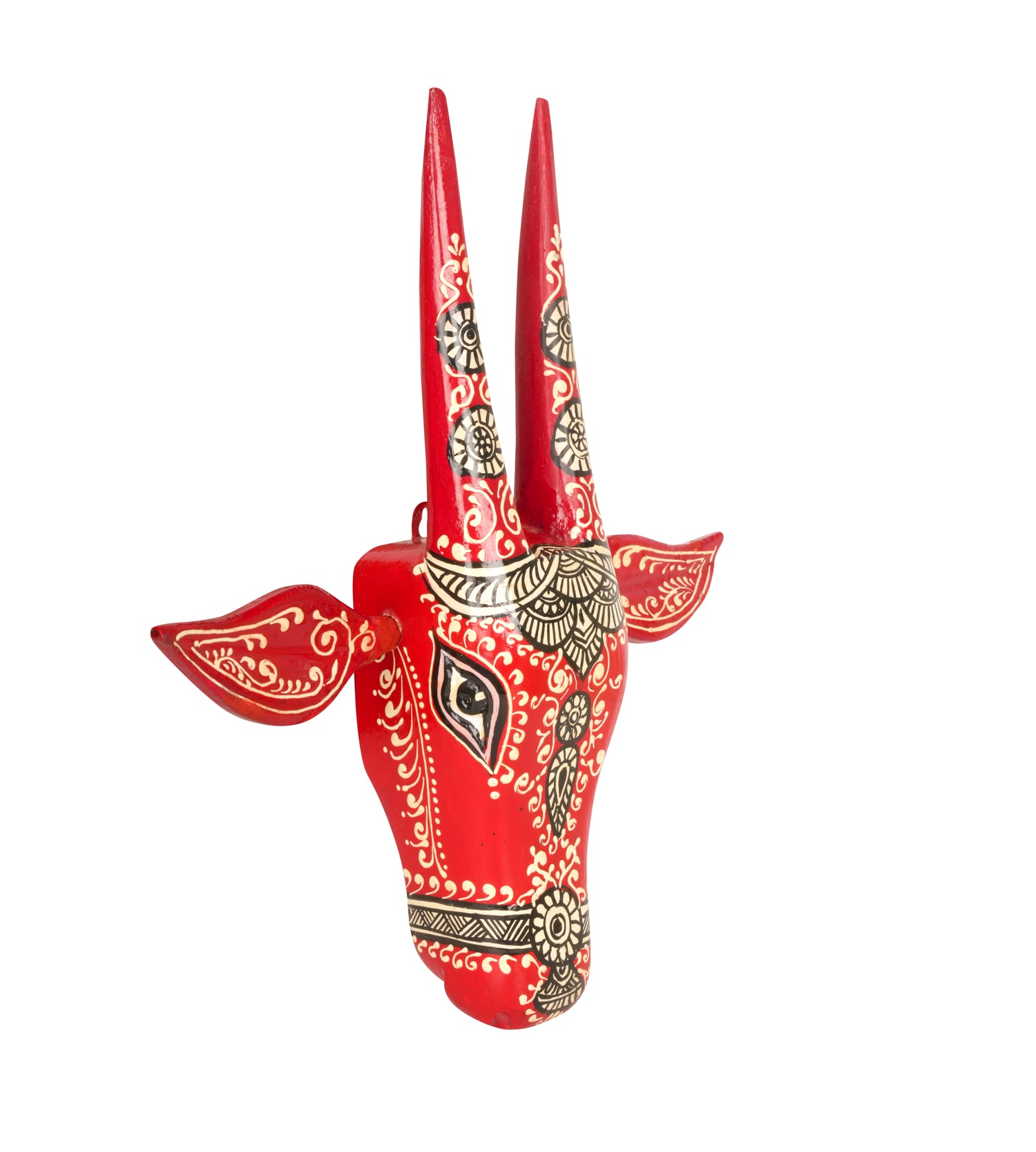 Handcrafted Wooden Bull Head Décor - Small