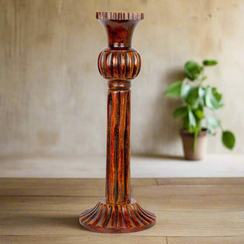 Antique-Style Rajasthani Wooden Candleholders – Rustic Elegance