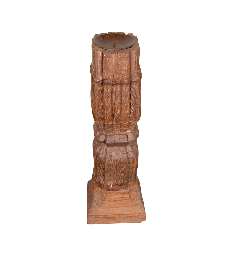 Antique Wooden Candle Holder – Traditional Design with Vintage Appeal