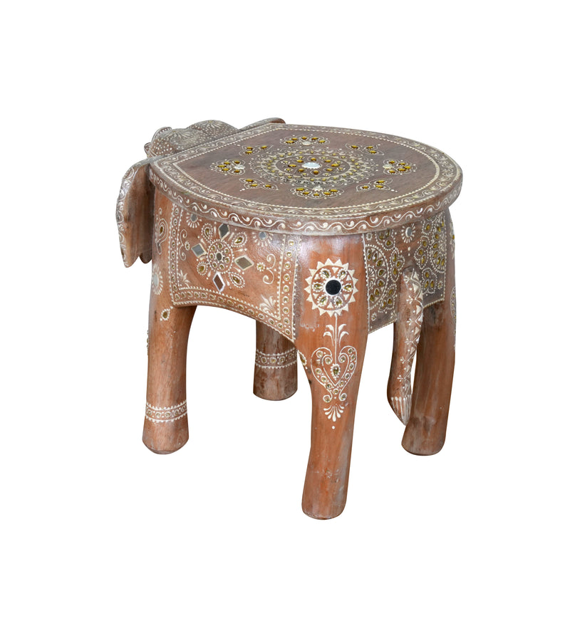 Handcrafted Rajasthani Wooden Elephant Stool – Cultural Charm & Functionality