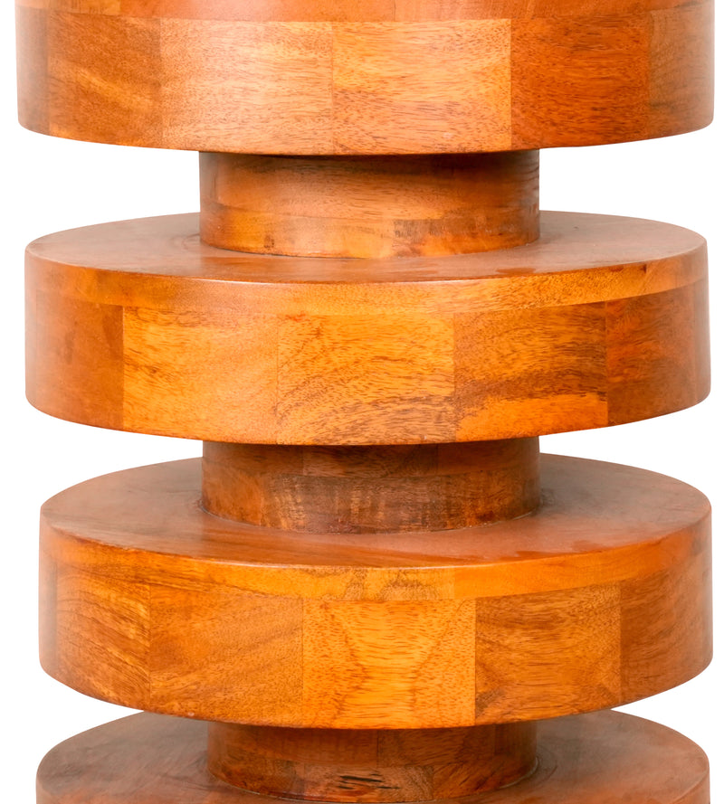 Handcrafted Wooden Stool with Tiered Circular Design - Unique Accent Piece