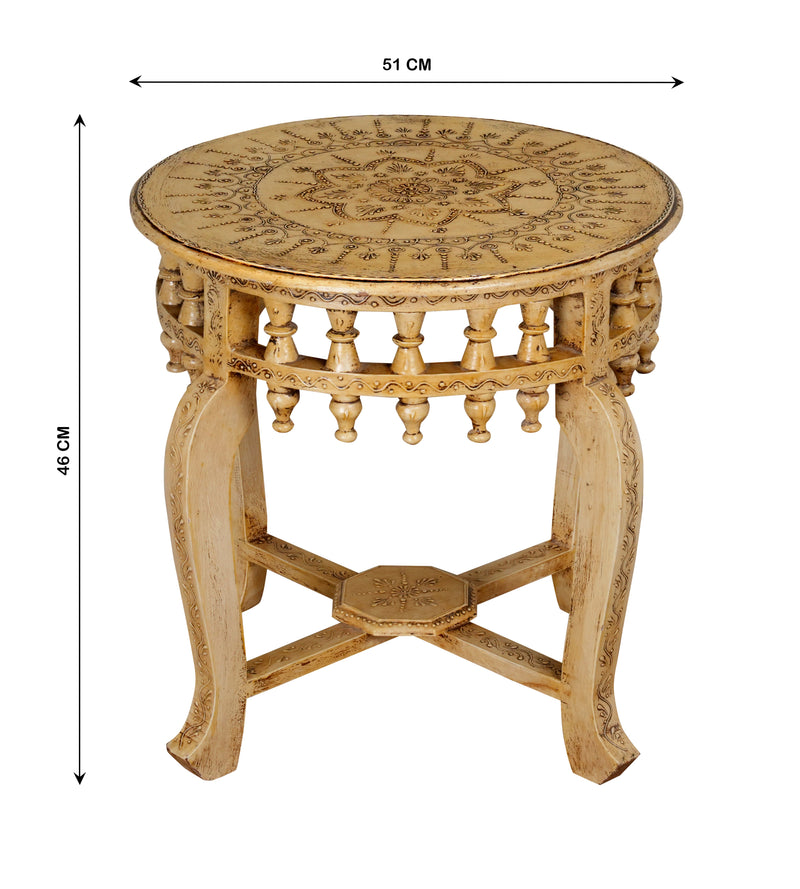 Antique Handcrafted Wooden Coffee Table/Accent Table with Intricate Carved Detailing