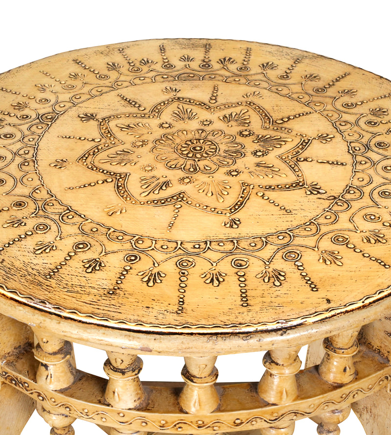 Antique Handcrafted Wooden Coffee Table/Accent Table with Intricate Carved Detailing