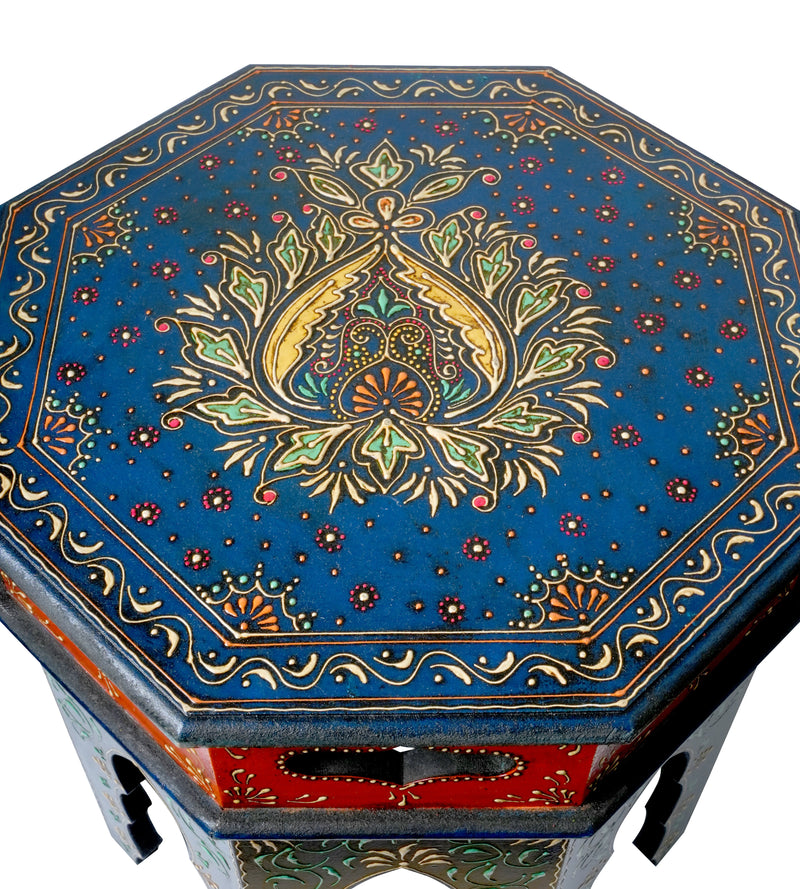 Handcrafted Wooden Nesting Tables with Intricate Rajasthani Tile Designs