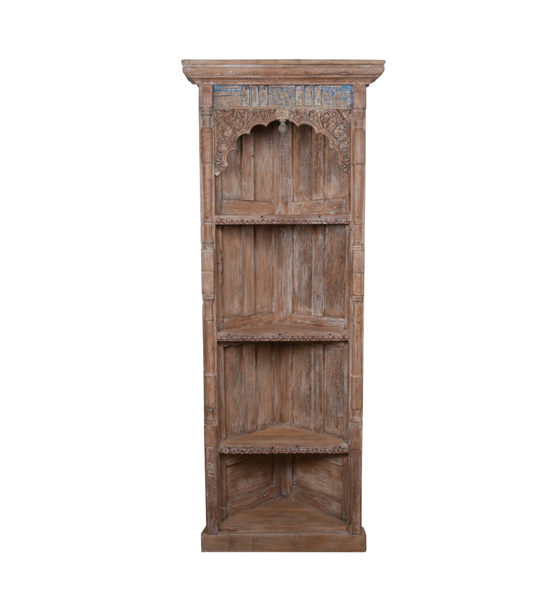 Antique Handcrafted Rajasthani Wooden Corner Shelf – Elegant Storage Solution