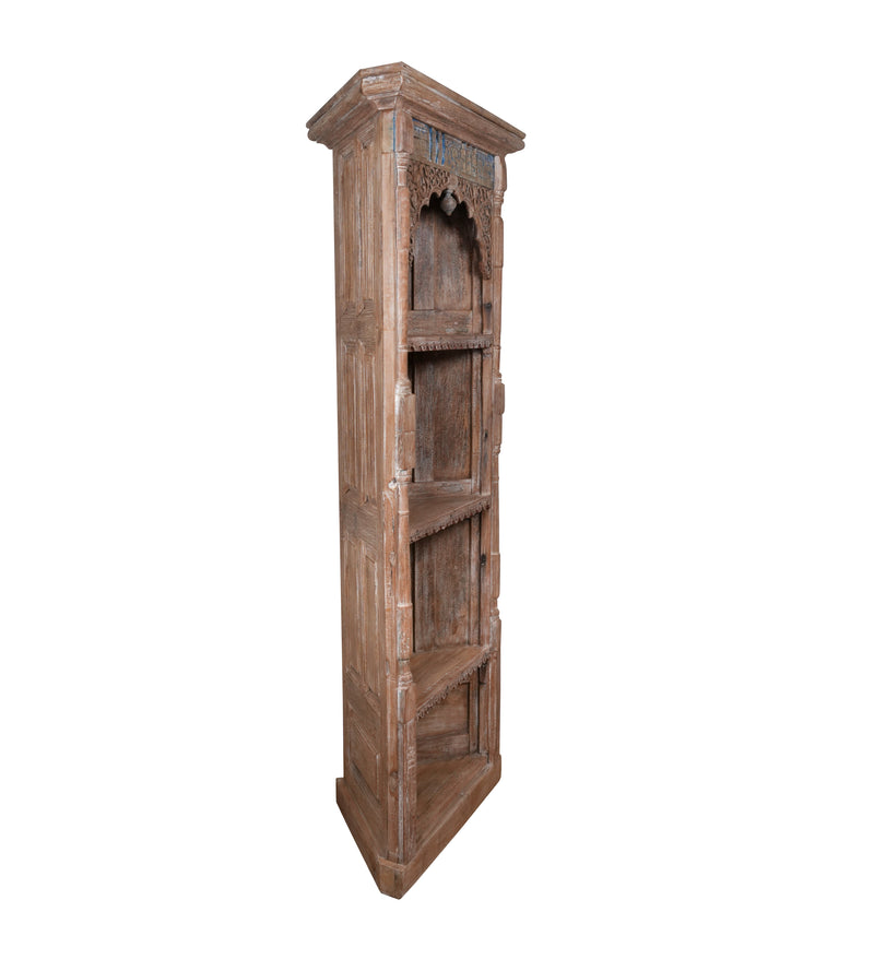 Antique Handcrafted Rajasthani Wooden Corner Shelf – Elegant Storage Solution
