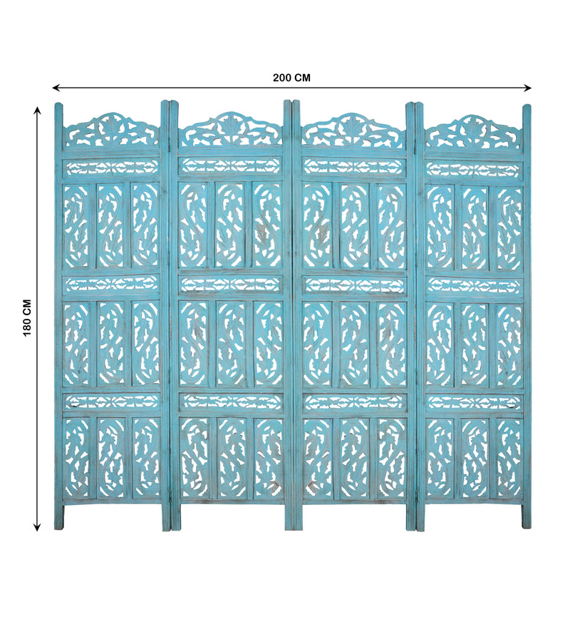 Handcrafted Rajasthani Wooden Room Divider – Intricate Jali Work & Elegant Design