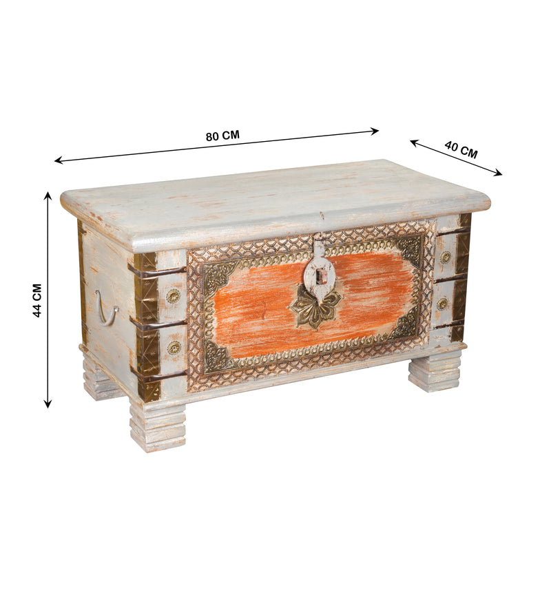 Handcrafted Vintage Wooden Storage Trunk with Decorative Detailing