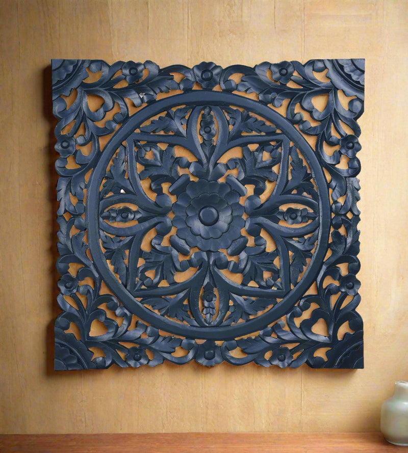 Handcrafted Carved Wall Panel – Intricate Floral & Geometric Design