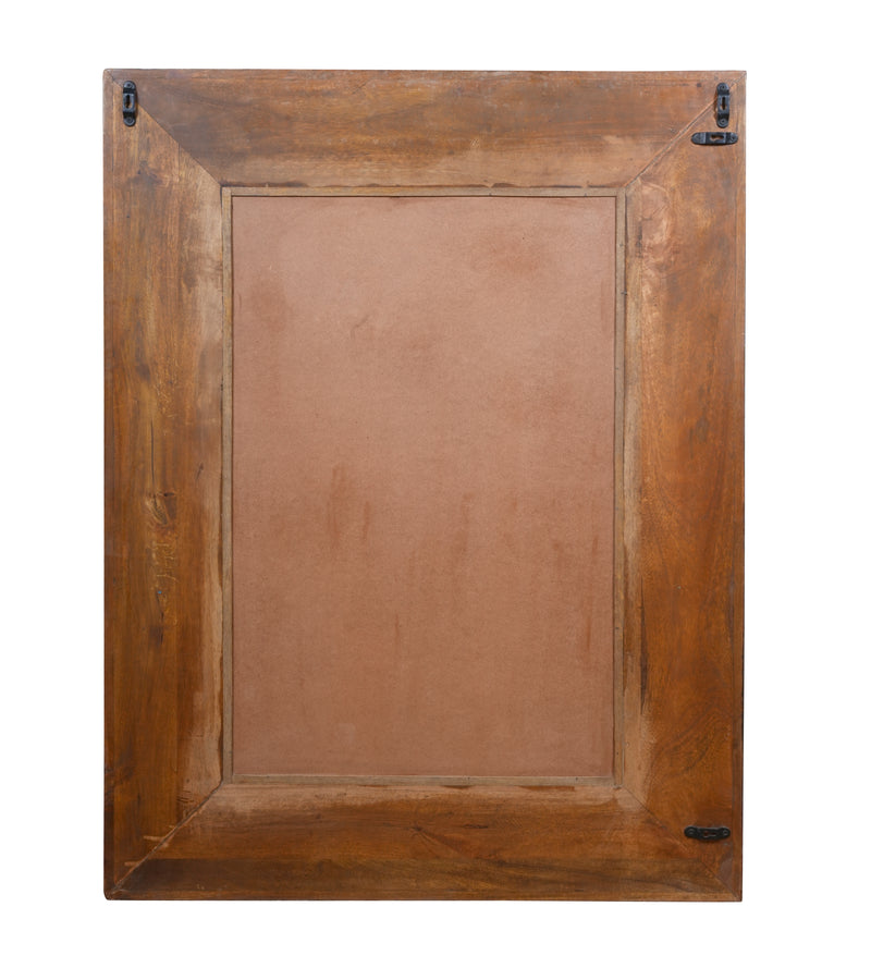 Neel Rang Mirror - Hand-Carved Wooden Mirror Frame in Distressed Blue