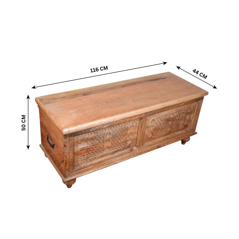 Rajputana Chest - Antique Rajasthani Carved Wooden Trunk