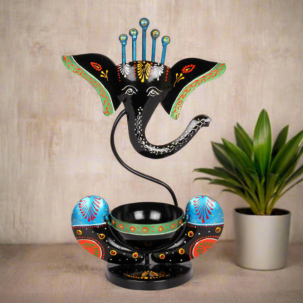 Handcrafted Metal Ganesha Tealight Candle Holders – Divine and Elegant Decor