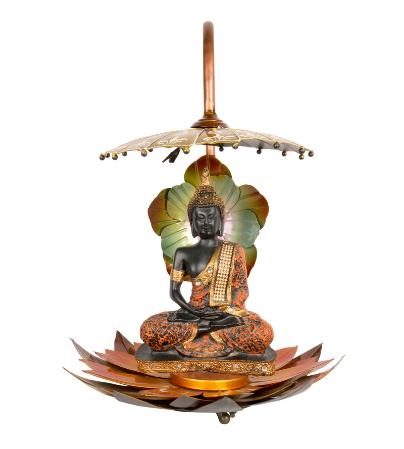 Buddha Figurine with Lotus Base – Tranquil Metal Sculpture