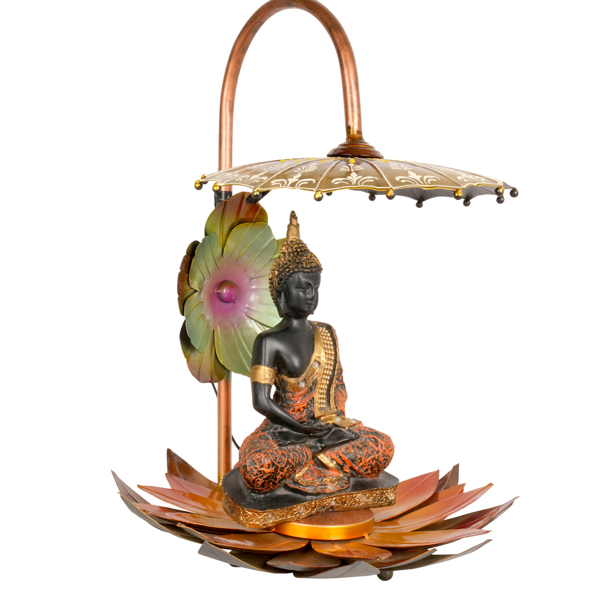 Buddha Figurine with Lotus Base – Tranquil Metal Sculpture