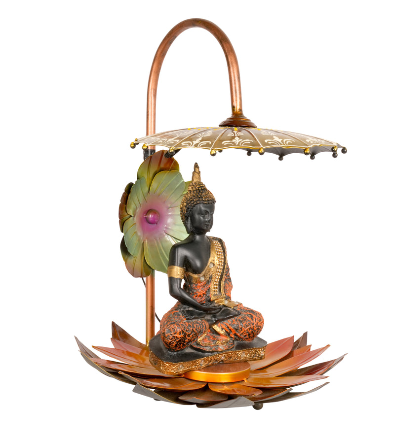 Buddha Figurine with Lotus Base – Tranquil Metal Sculpture
