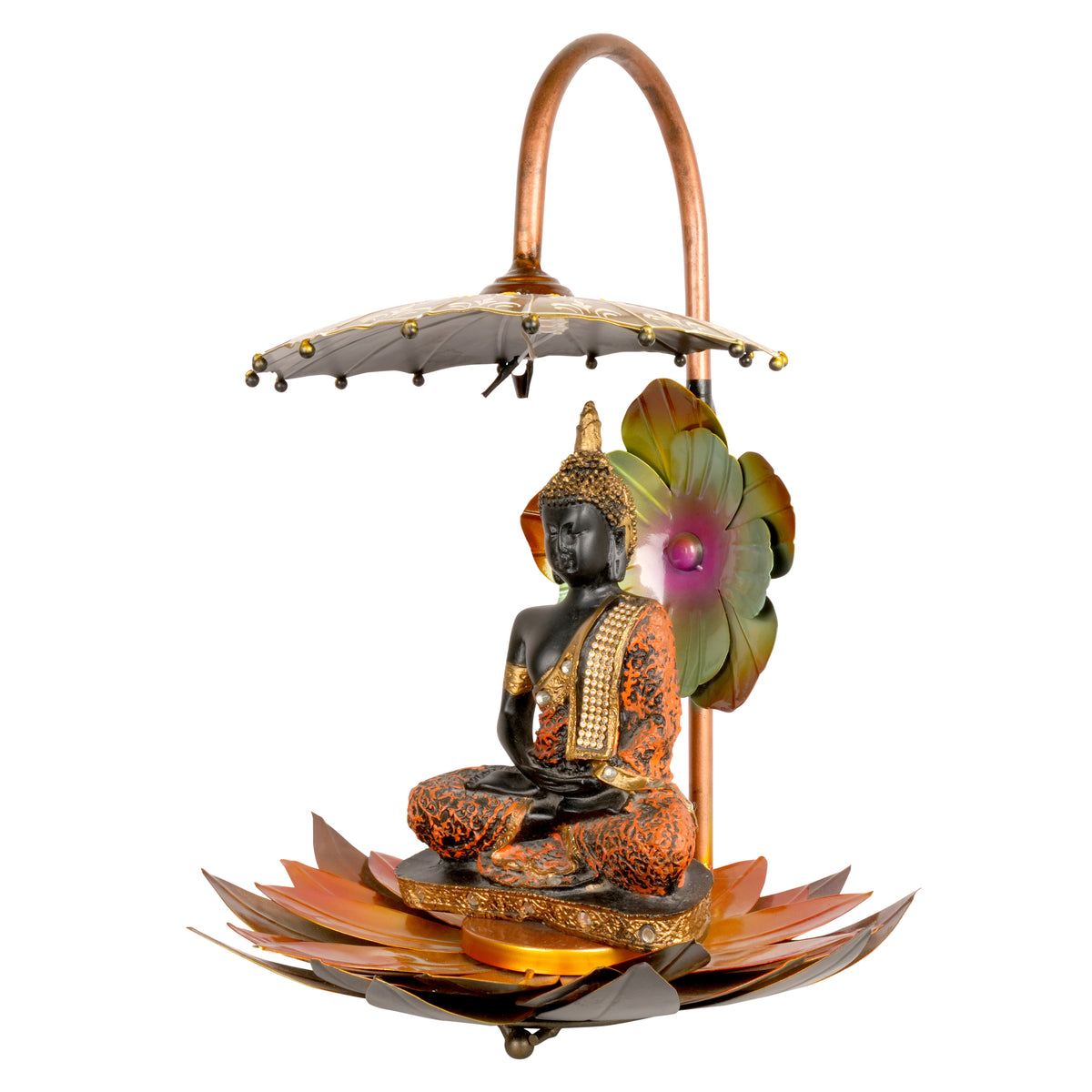 Buddha Figurine with Lotus Base – Tranquil Metal Sculpture