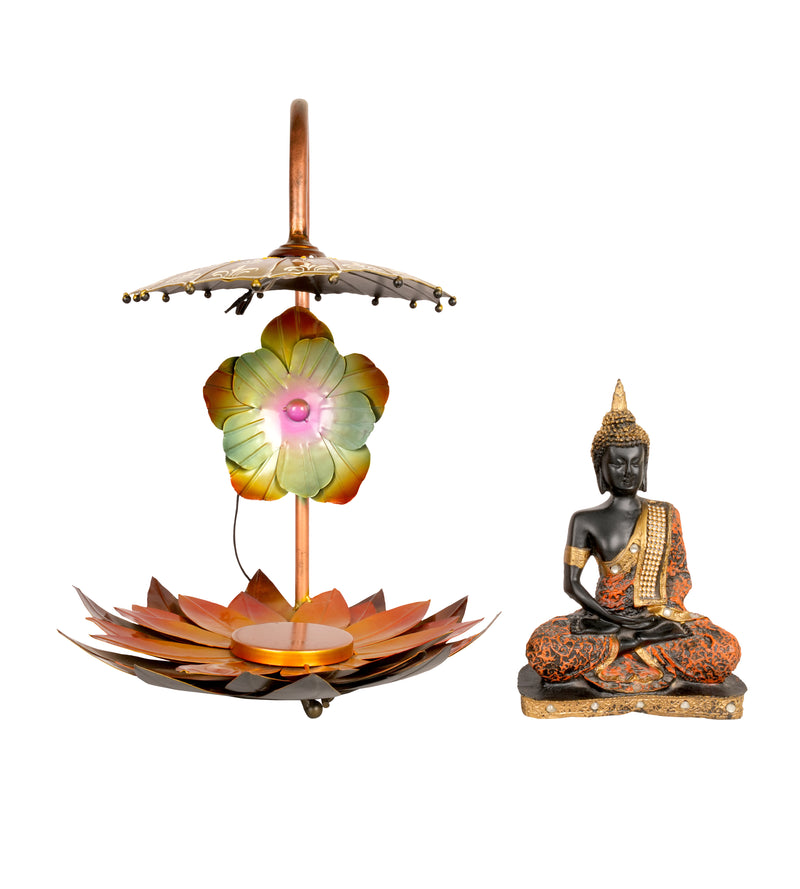 Buddha Figurine with Lotus Base – Tranquil Metal Sculpture