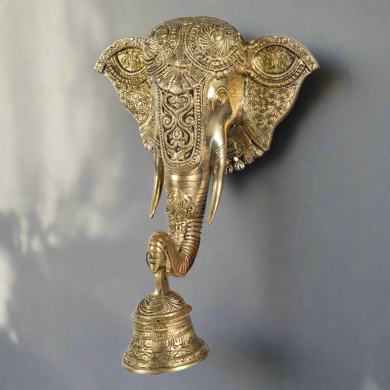 Brass Elephant Head Hanging Bell – A Statement of Grandeur